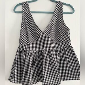 Black and White Gingham Women's Top